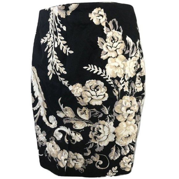 Women black & white Flowered cotton Skirt Size 0 - Picture 1 of 4